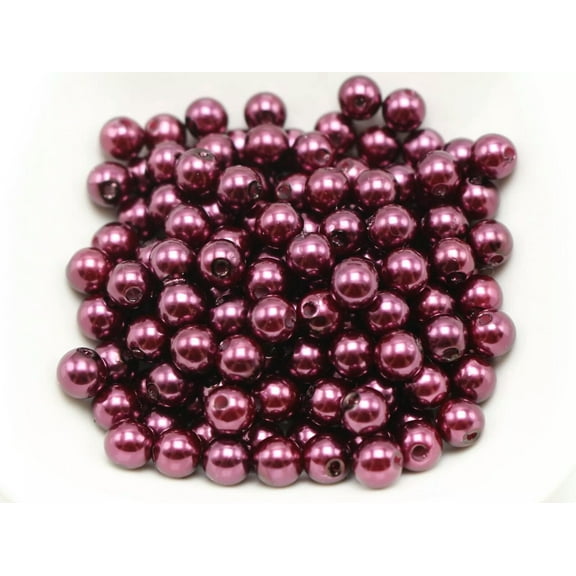 U8MO 500 Pcs 6mm Plastic Faux Pearl Round Beads Burgundy Imitation Pearl