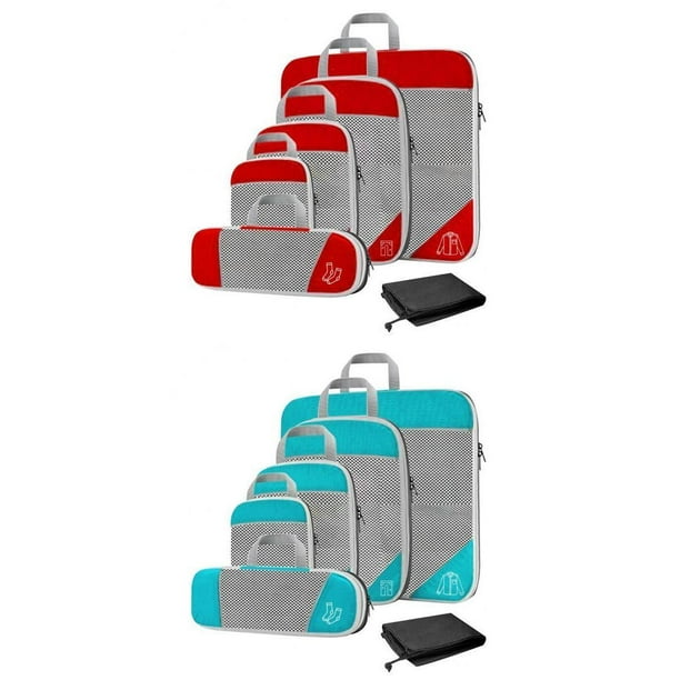 Cubos de embalaje de viaje para una fácil organización y acceso rojo azul