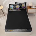 thumbnail image 4 of Castle Fairy Black Girl Yoga Meditation Zipper Full Size Comforter Sets with Fitted Sheet and 2 Pillowcases,Graffiti Splash Zipper Bedding Set,Black White,Grey Reversible,4pcs, 4 of 6