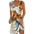 thumbnail image 2 of Viikei Elegant Short Sleeve Dress for Women,Women's Casual Versatile Printed V Neck Casual Sleeveless Suspender Dress Brown S, 2 of 5