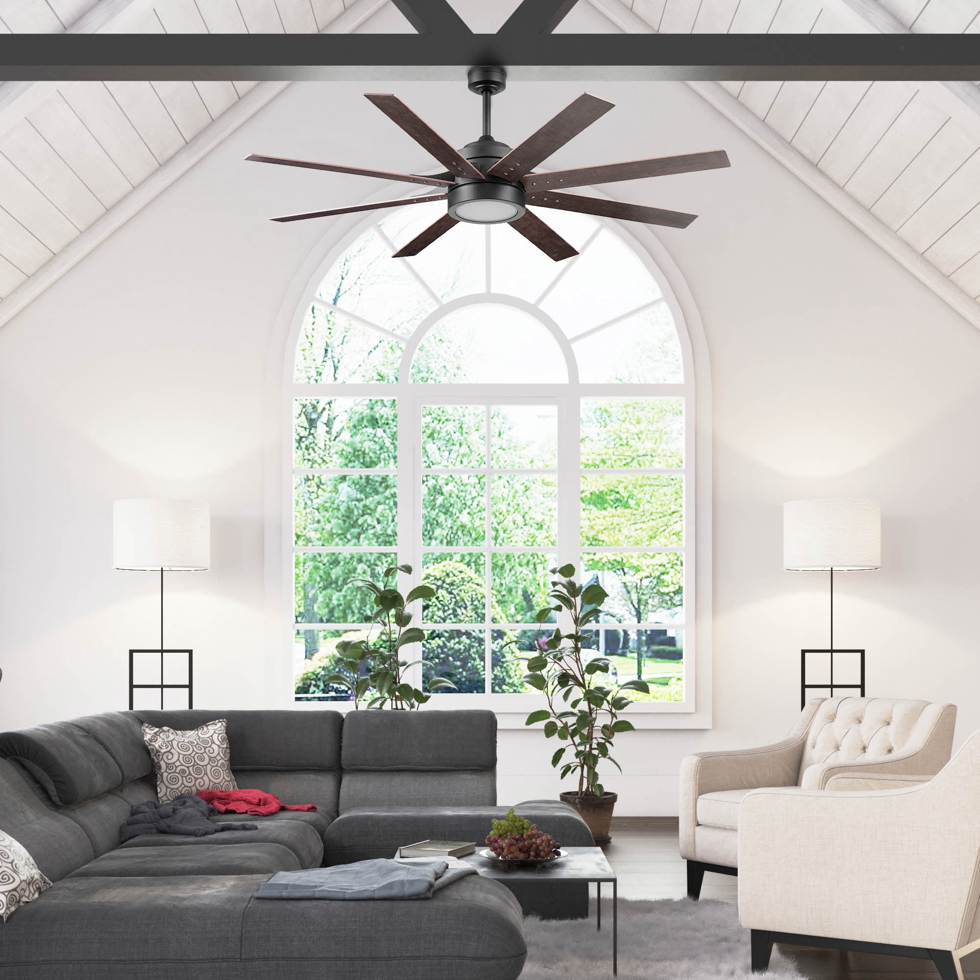 Honeywell Xerxes 62" Espresso LED Remote Control Ceiling Fan, 8 Blade, Integrated Light