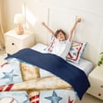 thumbnail image 3 of Castle Fairy Sport Baseball Bat Twin Duvet Cover, Vintage Stars Print Twin Bedding, Red Blue White,Navy Blue Reversible,2pcs,1 Duvet Cover and 1 Pillowcase, 3 of 6