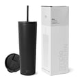 thumbnail image 1 of Vaso aislante moderno, sencillo, con tapa y pajita, 590 ml, 1 of 9