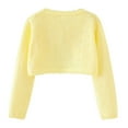 thumbnail image 7 of Girls Open Front Shrug Cardigan Elegant Floral Embroidered Lightweight Knit Sweater Shawl Long Sleeve Thin Outerwear Tops, Yellow, 4 Years, 7 of 7