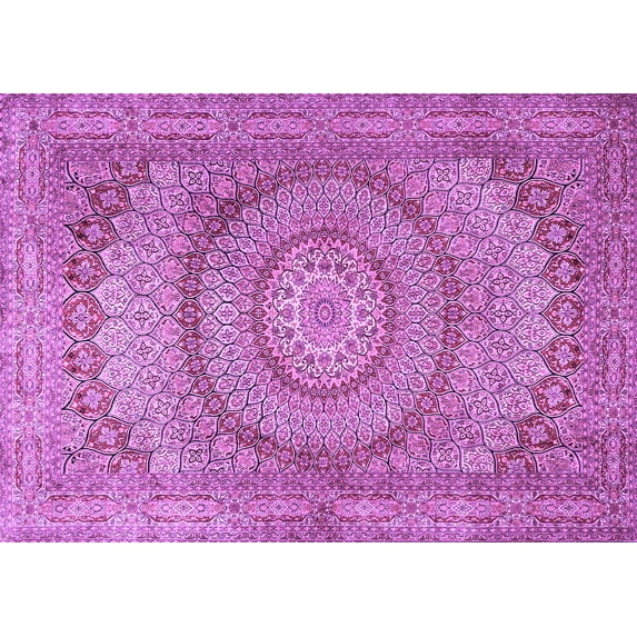 Ahgly Company Indoor Rectangle Medallion Purple Traditional Area Rugs, 3' x 5'