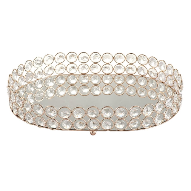 Bandeja de maquillaje de tocador de cristal de espejo dorado Sunnimix Bandeja base espejo dorado