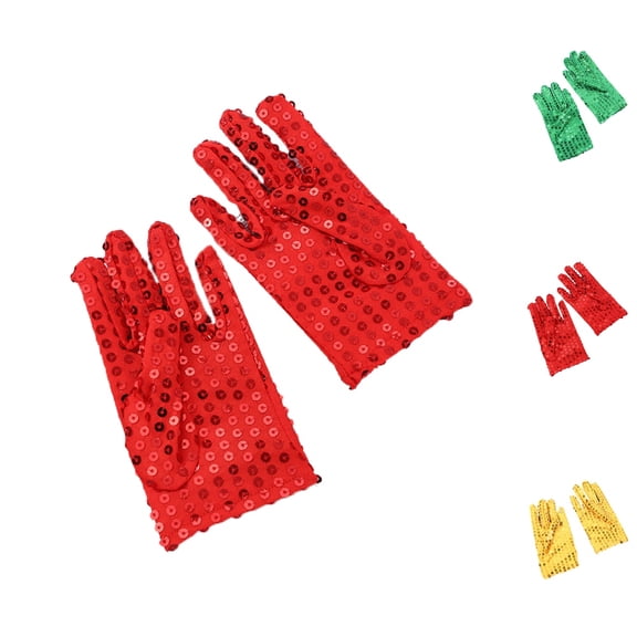 Bmisegm Kids Gloves Halloween Long Gloves Cosplay Accessories Party Toddler Sparkly Stage Dance Mittens Red