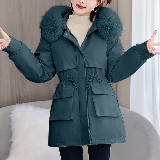 Chaqueta informal de manga larga con capucha y cuello alto para mujer, abrigo con capucha, bolsillos y cremallera, forro interior desmontable, color liso, con cintura anudada