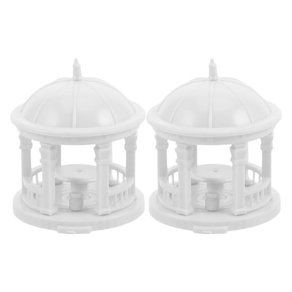 OUNONA Elegant White Miniature Gazebo Figurine for Dollhouse Decoration and Micro Landscape Accessories 4cm