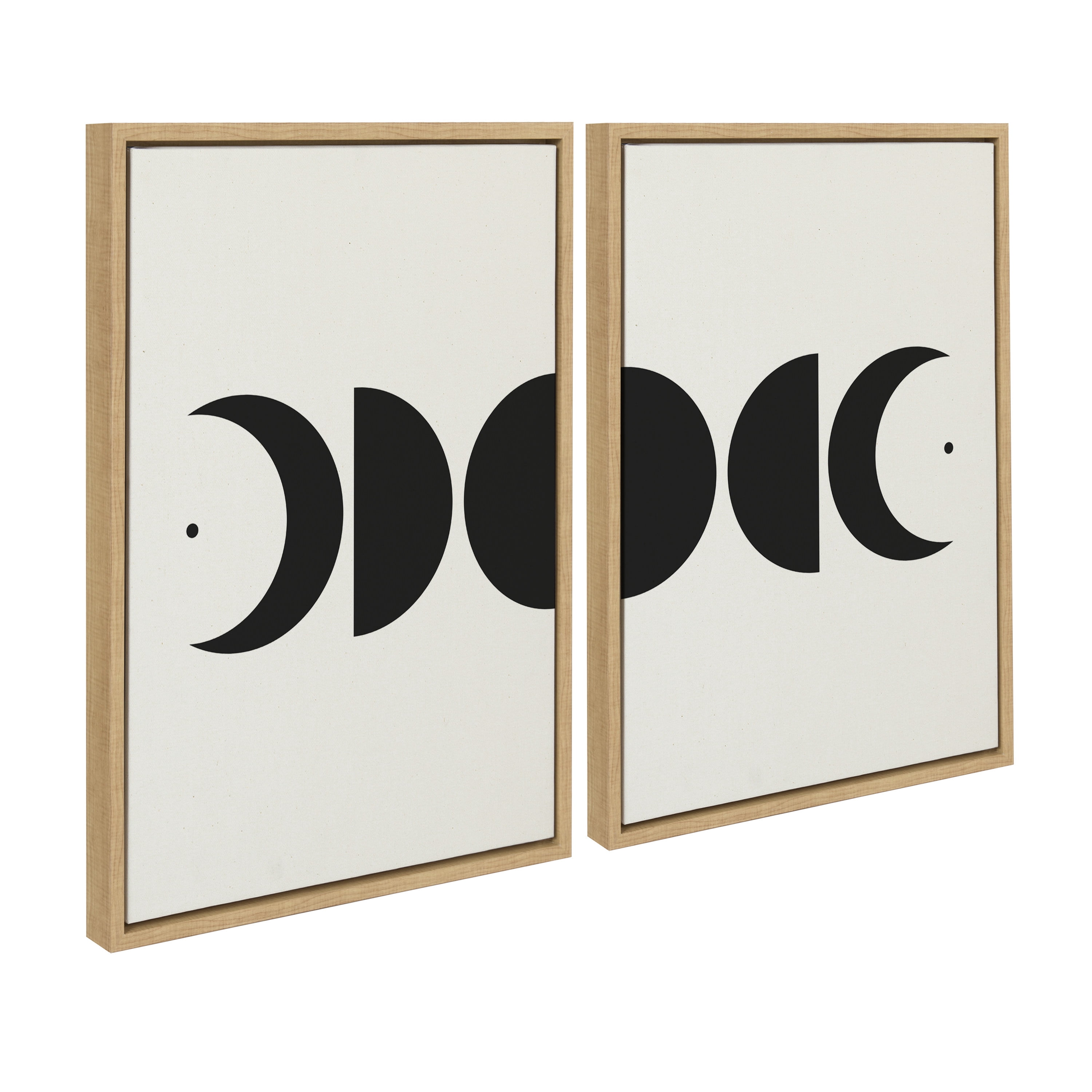 Kate and Laurel Sylvie Modern Geometric Moon Phases Framed Canvas Wall Art by the Creative Bunch Studio 18x24 Natural Modern Cosmic Art for Wall