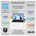 thumbnail image 2 of ASUS Vivobook Go 15 Laptop - 15.6” FHD 16:9 Display - Intel Processor N50, 4 GB RAM, 128 GB SSD, Windows 11 Home, Mixed Black, 2 of 10