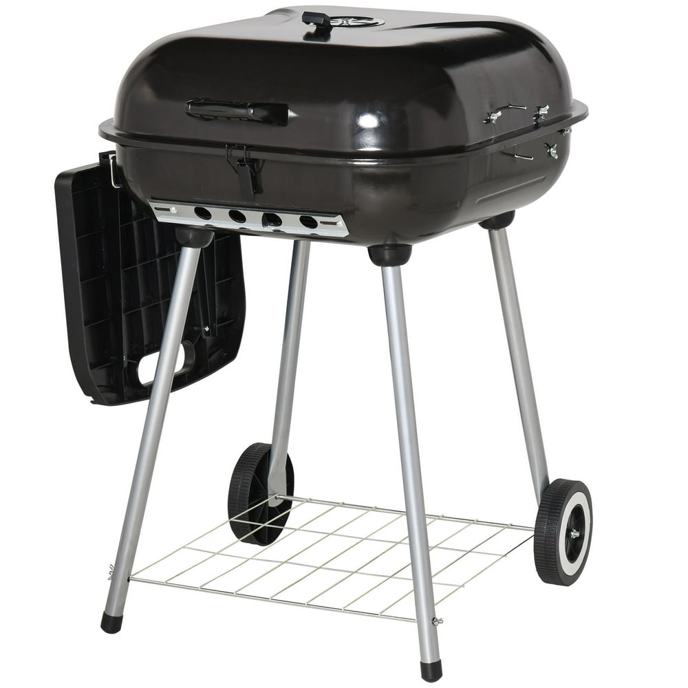 Outsunny 37.5" Steel Square Portable Outdoor Backyard Charcoal Barbecue