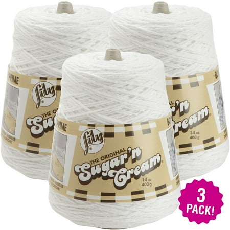 - Lily Sugar'n Cream Yarn - Cones White, Multipack of 3