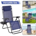 thumbnail image 4 of Dkelincs Zero Gravity Chair Folding Patio Lounge Chair Adjustable Outdoor Camping Beach Chair with Pillow and Cup Holder for Lawn Pool, Blue, 4 of 7