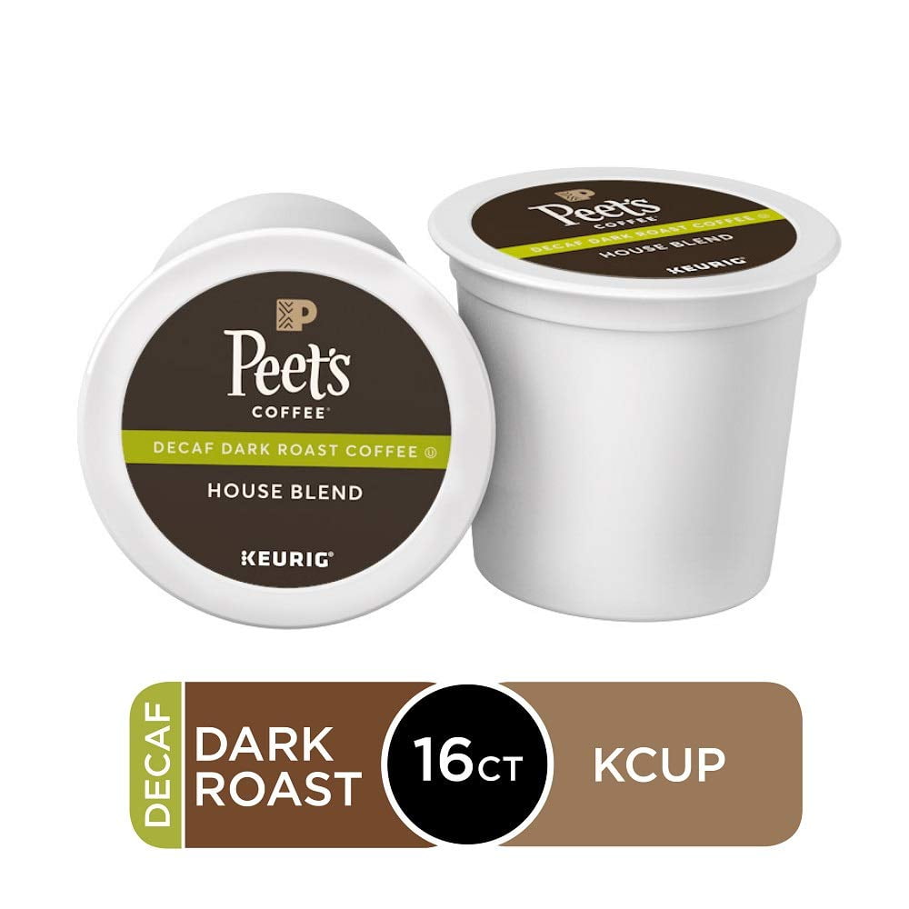 Peets Coffee Decaf House Blend, Dark Roast, 16 Count Single Serve KCup