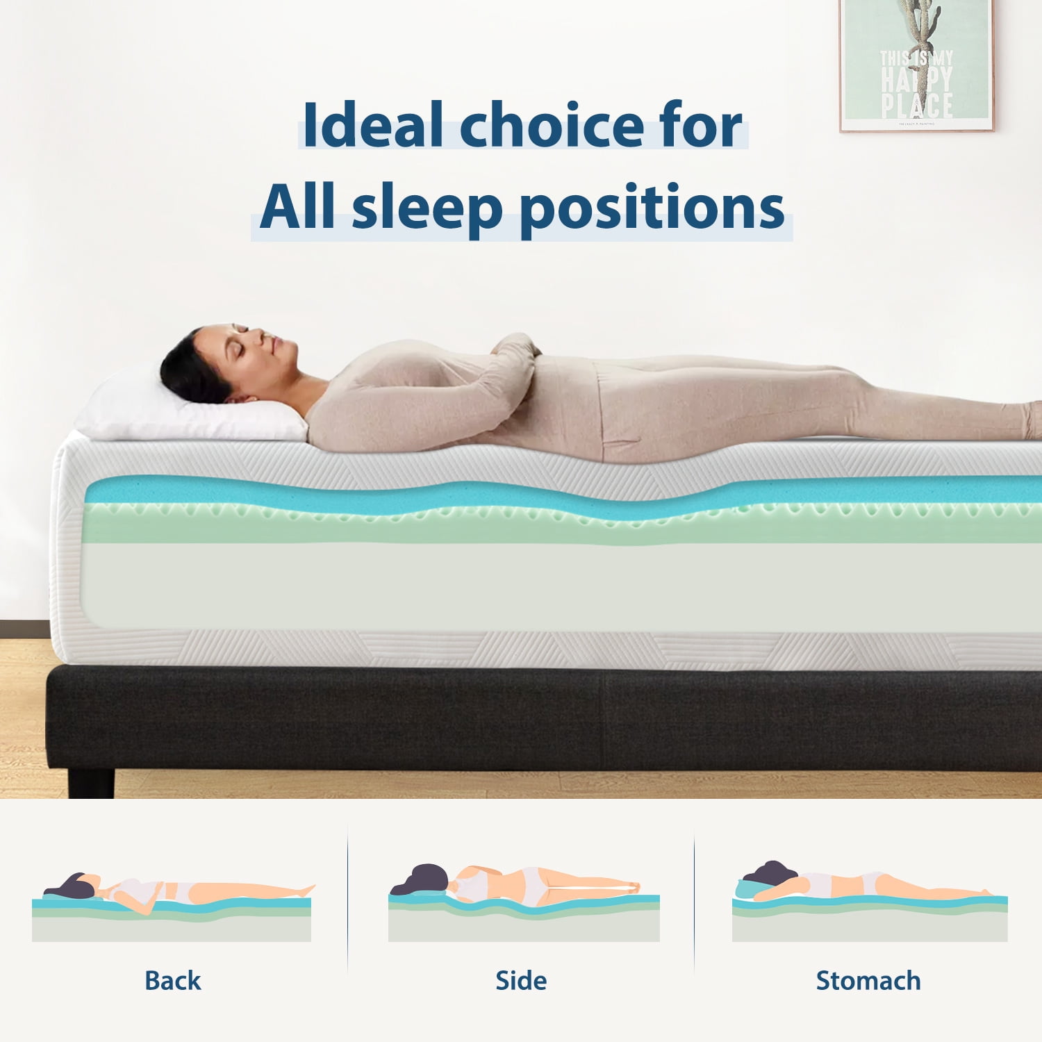 EDX 10 Inch Queen Cooling Gel Memory Foam Mattress CertiPUR US Certified Fiberglass Free Pressure Relief Bed in a Box