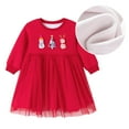 thumbnail image 5 of Ulitacool Christmas Outfits For Girls Long Sleeve Velvet Party Dress For Festive Season Winter Warm Lined Childrens Formal Attire Fall Winter Basic Clothes Red 18-24 Months, 5 of 8