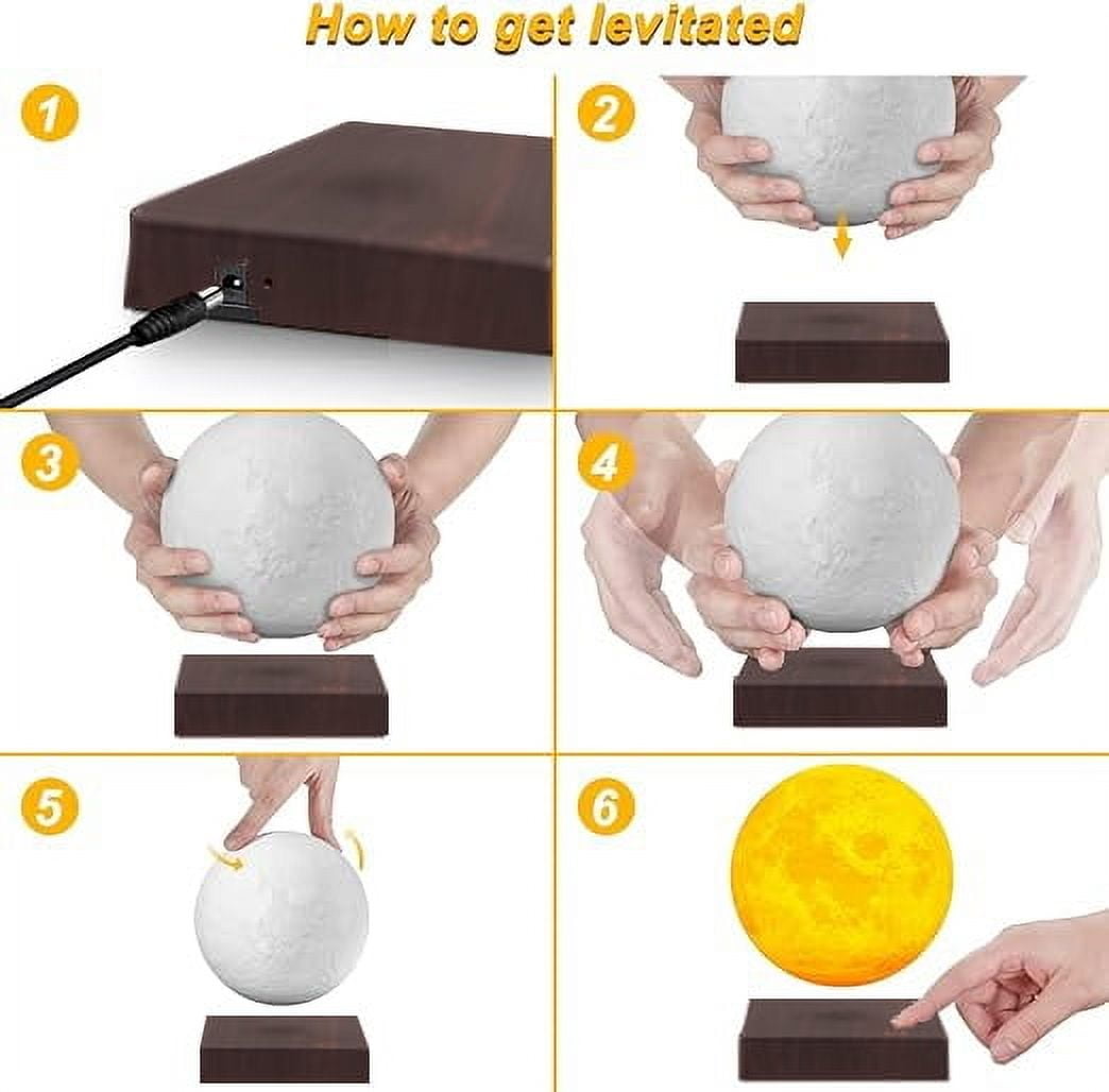 VGAzer Levitating Moon Lamp, 3 Colors Gradient Changing Bedroom Decor ,LED Night Light ,Unique Gifts