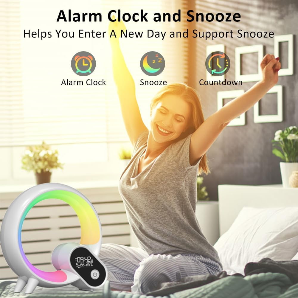 Wake Up Light, Smart Sunrise Alarm Clock for Kids Baby Sound Machine with 15 Soothing Sounds Bluetooth Speaker Night Light with Snooze,Timer, App, Remote Control Bedside Lamp for Bedroom Gifts