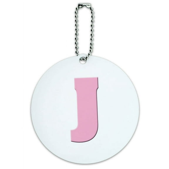 Graphics and More Letter J Initial Baby Girl Block Font Pink Shower Round ID Card Luggage Tag
