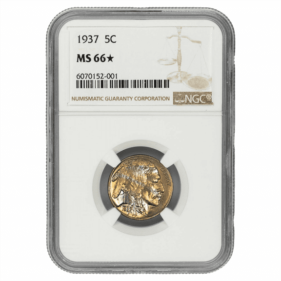 US Mint 1937 Buffalo Nickel Coin 5C NGC MS 66*