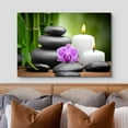 thumbnail image 3 of wall26 Canvas Print Wall Art Purple Orchid with Candles, Massage Stones &amp; Bamboo Floral Nature Photography Realism Zen Scenic Relax/Calm Multicolor for Living Room, Bedroom, Bathroom, Office - 16, 3 of 5