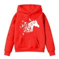 thumbnail image 3 of Wangmeiwg Girls Hoodies & Sweatshirts Kids Horse Print Long Sleeve Hoodie for Girls Lightweight Cozy Sweatshirt Apparel 10-11 Years Red, 3 of 3