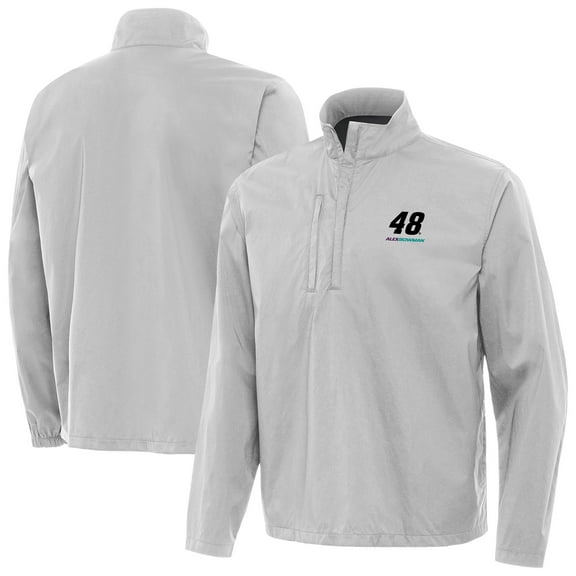 Men's-Antigua  Heather Gray Alex Bowman Brisk Quarter-Zip Pullover Jacket