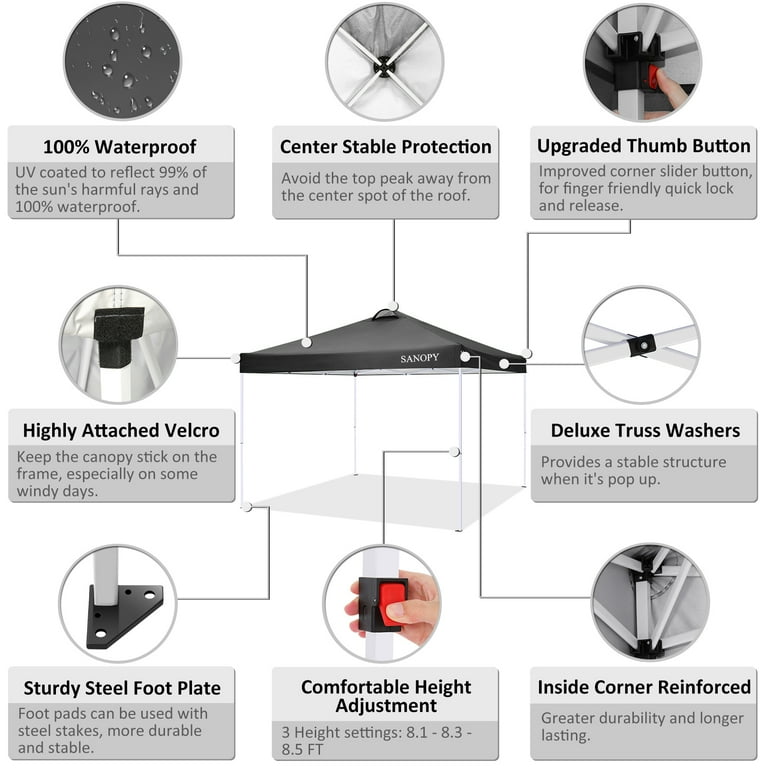 SANOPY 10' x 10' Straight Leg Pop-up Canopy Tent Easy Two SANOPY 10' x 10' Straight Leg Pop-up Canopy Tent Easy Two