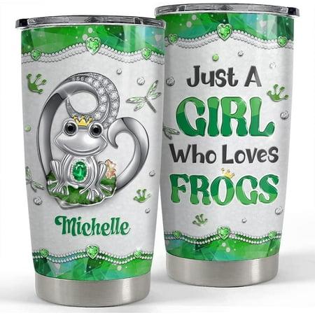 

Personalized Frog Tumbler Jewelry Style Just A Girl Who Loves Frogs 20oz Tumblers with Lid Gift for Women Girl Daughter Sister Animal Lovers Christmas Birthday