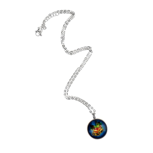 Collar de Navidad Sunnimix Retro de Santa Claus Cabujón Colgante de Cadena de Plata #2