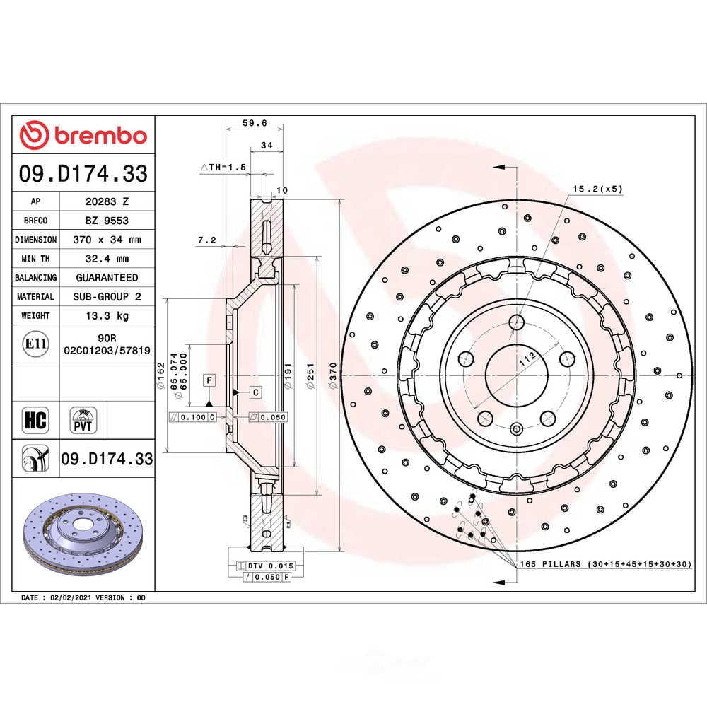 Brembo 09.D174.33 PRIME Disc Brake Rotor