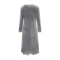thumbnail image 5 of Ynynloco Velvet Dress for Women Long Sleeve Crew Neck Midi Dress with Pocket Solid Color Cocktail Elegant Spring Fall Dresses, 5 of 8