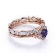 thumbnail image 3 of JeenMata Blooming 1.5 Carat Round Cut Lab Created Alexandrite and Moissanite Spring Wedding Ring Set - Eternity Band - 18k Rose Gold over Silver, 3 of 6