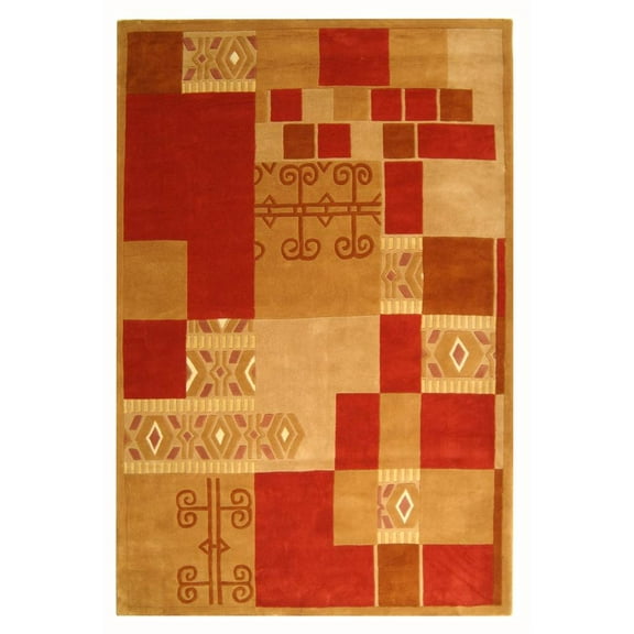 Handmade Rodeo Drive Zoey Beige/ Red N.Z. Wool Rug