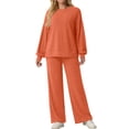 thumbnail image 3 of Cueply Two Piece Sets for Women Outfits Fall Lounge Set Sweatshirt Knit Pullover Sweater Tops Wide Leg Pants, 3 of 9