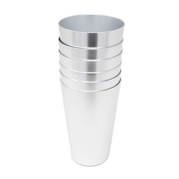 Aluminum Tumbler Reusable 18 OZ Drinking Cups Bright Anodized Color Set of 6 Silver