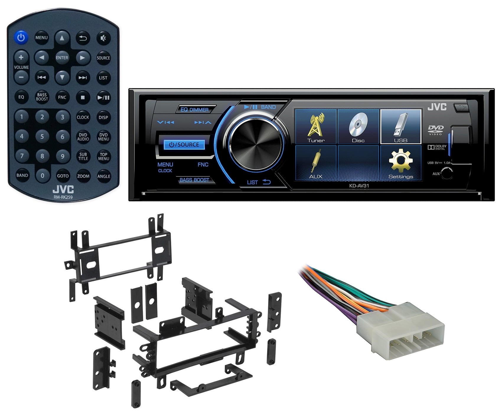JEEP WRANGLER 8795 YJ JVC 3" DVD/CD Player/Radio Stereo Receiver