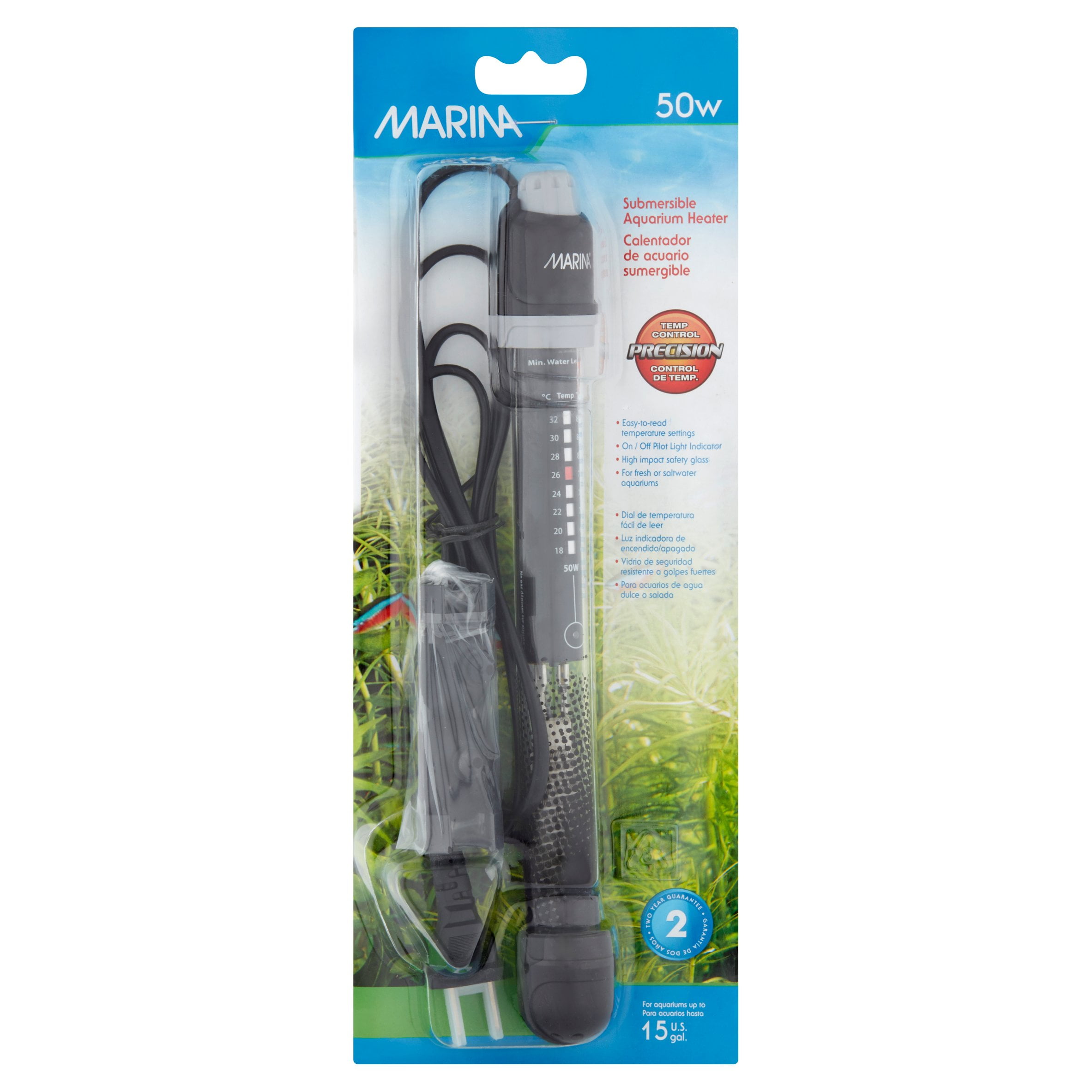 Marina Submersible Aquarium Heater, 8.5Inch, 50Watt