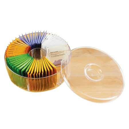 Tea Bag Holder 6 Section Round Storage Box Organizer Caddy Clear Tea Bag Holder 6 Section Round Storage Box Organizer Caddy Clear Holds Up