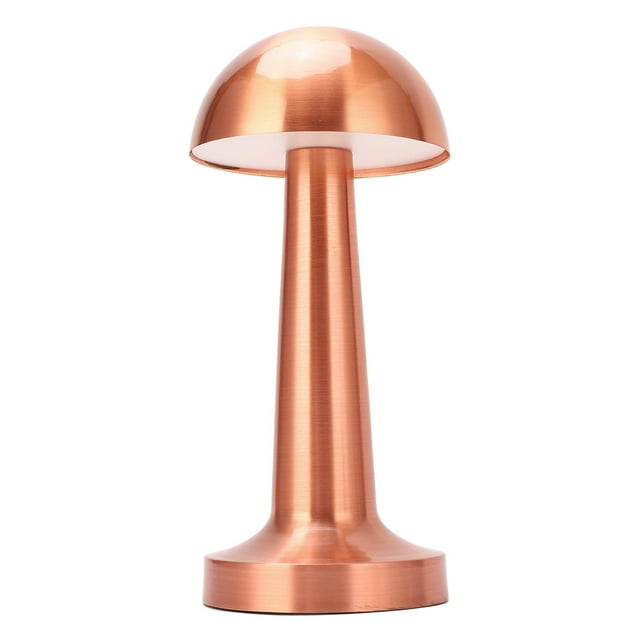 Lámpara De Mesa Inalámbrica De Champiñones, Lámpara De Mesa De Oro Inalámbrica Portátil LED USB Recargable 3 Colores Metal Atenuable Lámpara De Noche Linda Para Mesa De