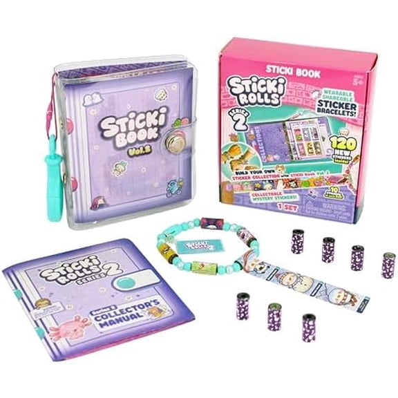 STICKI Rolls Sticki Book - The Original Wearable Shareable Toy Sticker Bracelet Collection Book | Includes 120 Mini Stickers | Over 1000 Fun Sticker Designs to Collect! (Series 2)