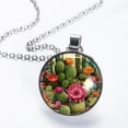 thumbnail image 2 of Cactus Stunning Glass Circular Pendant Necklace - Handcrafted Unique Design for Fashion Forward Necklaces, 2 of 5
