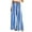 #104-Blue, variant on Roncen Women's Printed Wide-Leg Pants - Casual Elastic Waist with DNatural​​string, Utility Slit Design & Side Pockets