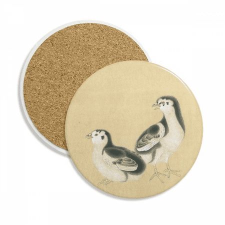 

Chicks for Feeding Figure Chinese Painting Coaster Cup Mug Tabletop Protection Absorbent Stone