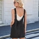 thumbnail image 5 of Vestido Vaquero Informal Sin Mangas para Mujer, Cuello Redondo, Estilo Vintage, Holgado, con Bolsillos, Color Negro y Gris, Talla L, 5 of 6