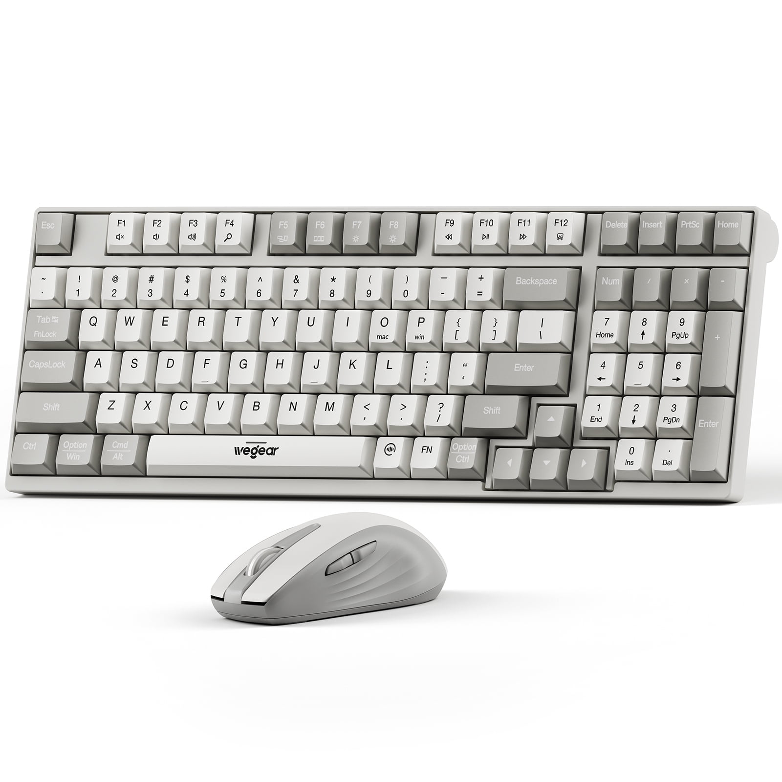 2.4G Wireless Keyboard and Mouse Combo,Compact Full-Size  (98 Keys) Keyboard,Silent Touch ,6-Button & 3-DPI Quiet Wireless Mouse,Portable Kit for Windows Computer PC Mac OS Laptop