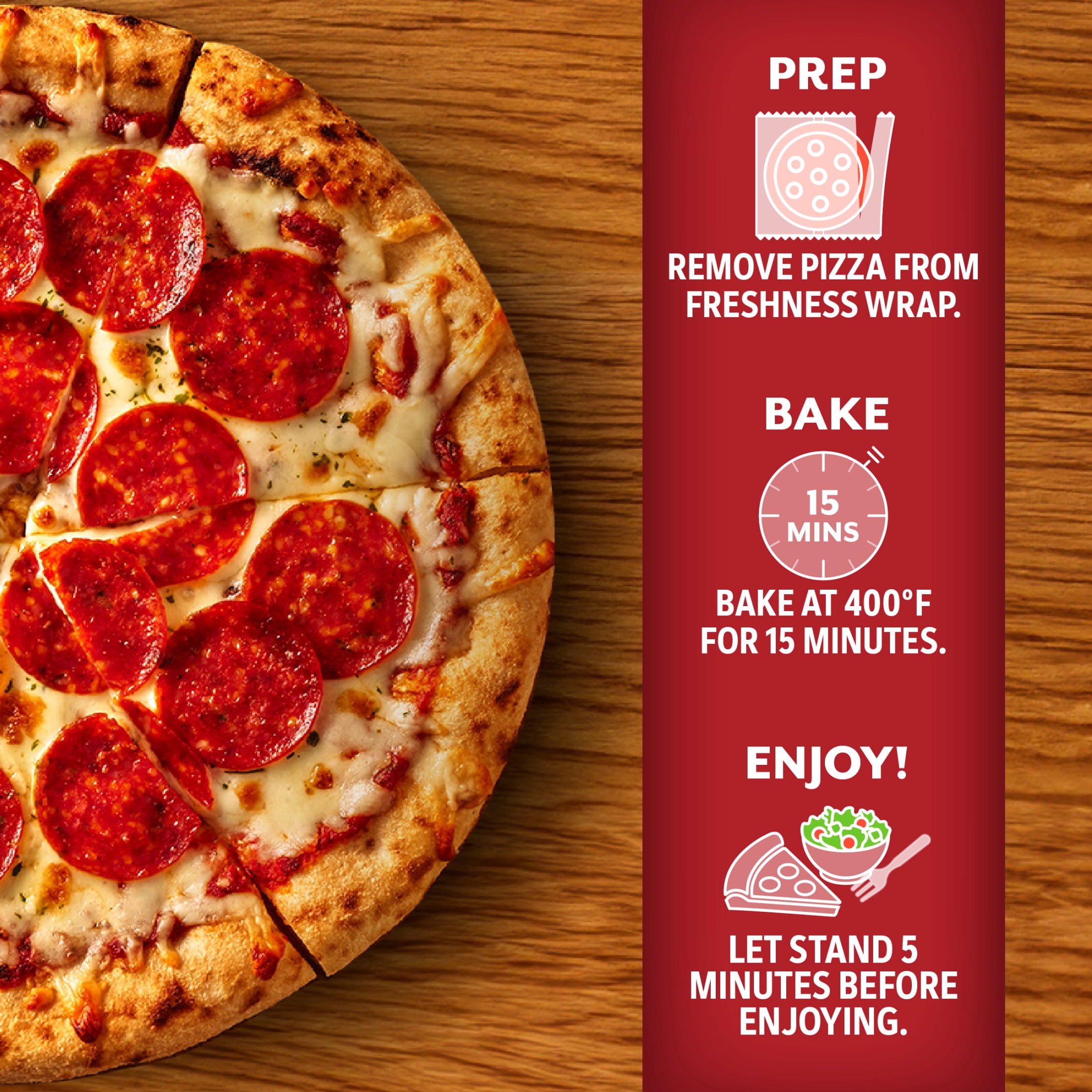 DiGiorno Frozen Pizza, Wood Fired Style Crust, Premium Pepperoni Pizza, 15.7 oz (Frozen)