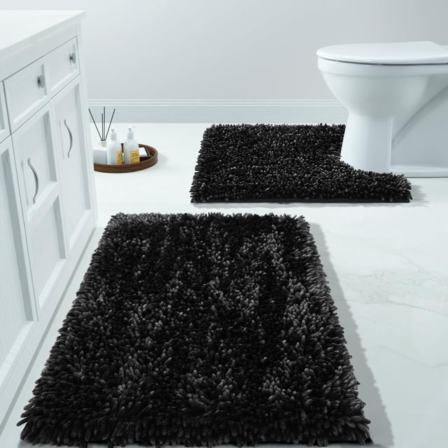 Juego de alfombras de baño Yimobra Luxury Shaggy extra gruesas de 2 piezas