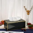 thumbnail image 5 of Rectangular Glass Tissue Box Cover - Decorative Gold Tissue Box Holder, Stylish Facial Tissue Holder for Dresser Bathroom Vanity Night Stand Home Office Bar Restaurant Decor, Black, 5 of 5